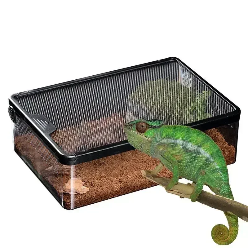 Transparent Reptile Feeding Boxs Amphibian Insect Reptile Breeding Box Ventilated Hatching Container Reptile Terrarium Tanks