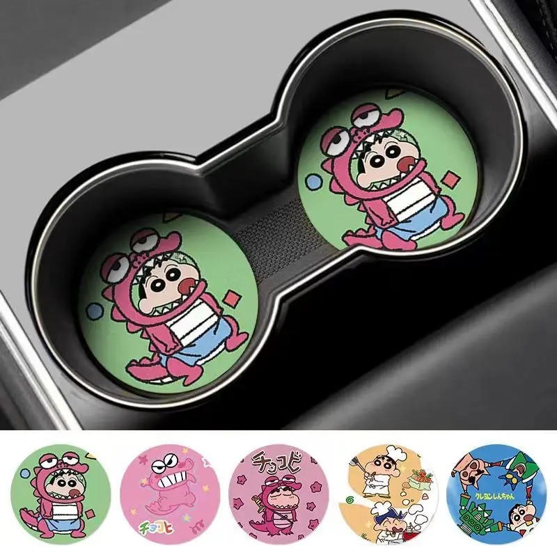 Crayon Shin-chan Nohara Shinnosuke Waniyama San Creative Car Interior Decoration Non-Slip Mat Cute Cartoon Car Storage Coaster view 2