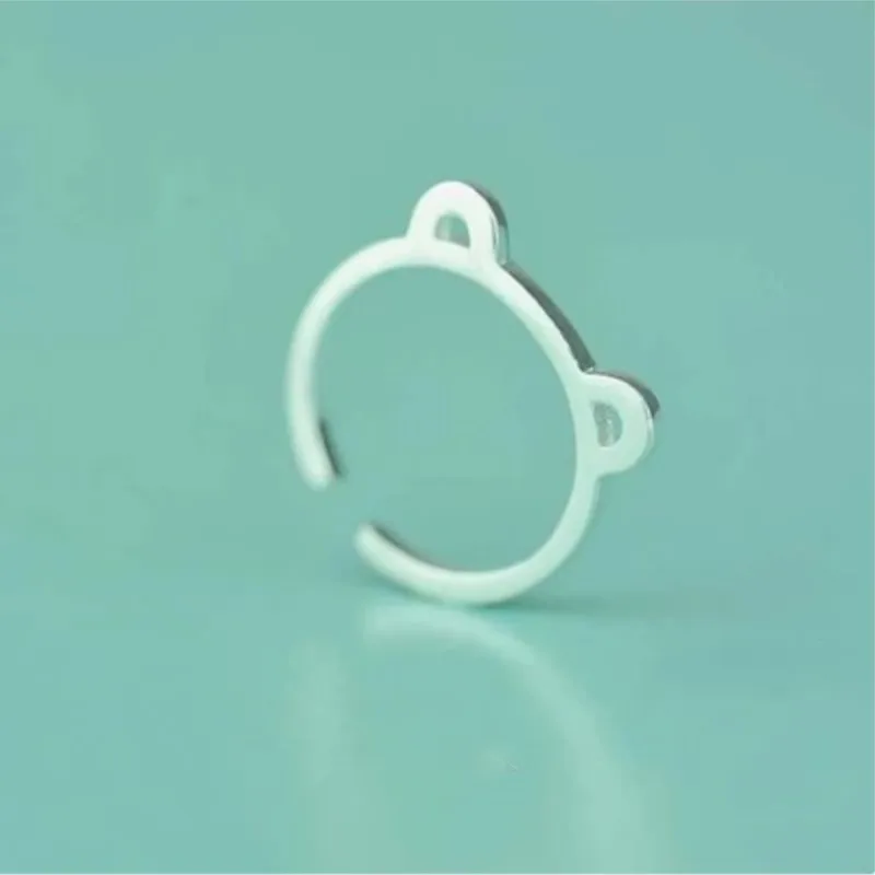 

Новое поступление, популярные милые простые плоские медвежьи уши, ювелирные изделия из стерлингового серебра 925 пробы, неаллергенные модные открывающиеся кольца с милыми животными R131