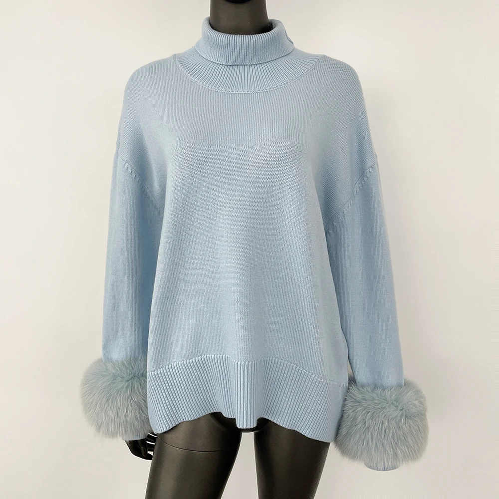 Suéter de piel de realidad para mujer, abrigo de piel de zorro Real Natural de manga larga, suéteres ajustados, prendas de punto de piel Vintage, Otoño Invierno