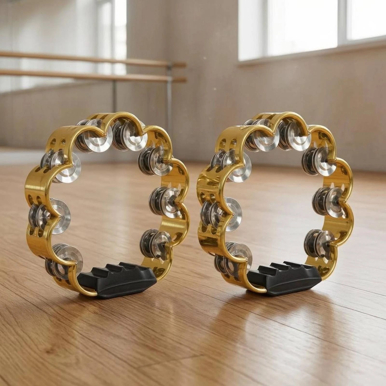 Double-Layer Tambourine ABS Plastic Plum-Blossom Tambourine Hand Percussion Polished Rounded