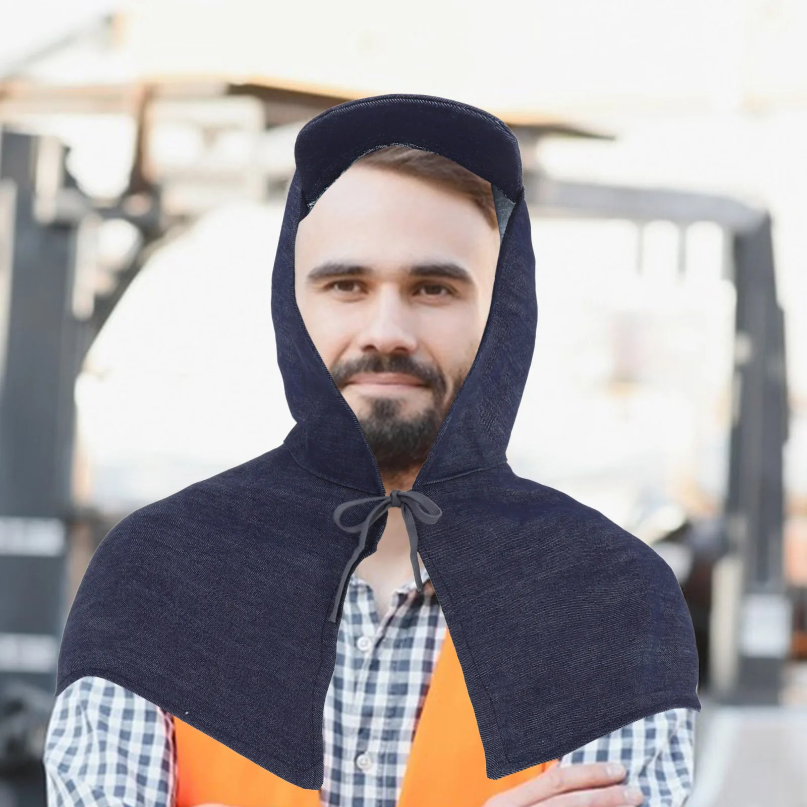 غطاء حماية ناعم من قماش الدنيم قابل للتنفس لغطاء العمال لحام السفع الرملي مع واقي للرقبة #5