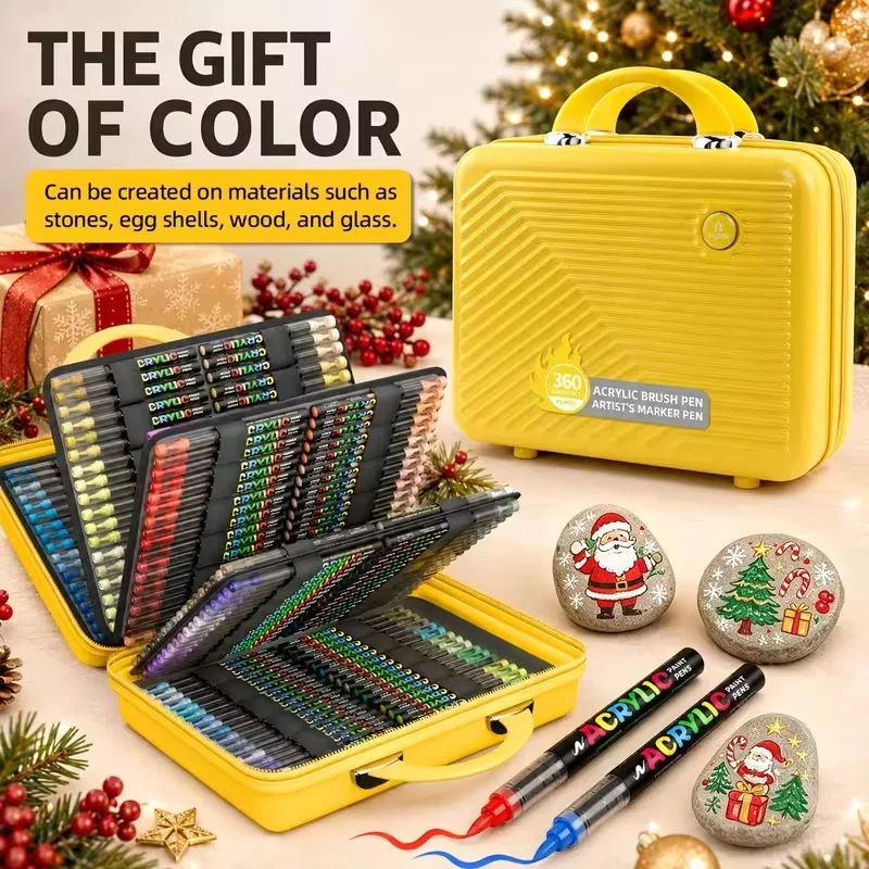 FLYSEA 288/360/432/504 Colors Acrylic Paint Markers Soft Brush Tip Portable Storage Case, Set for Drawing,DIY Crafts&Gift Giving