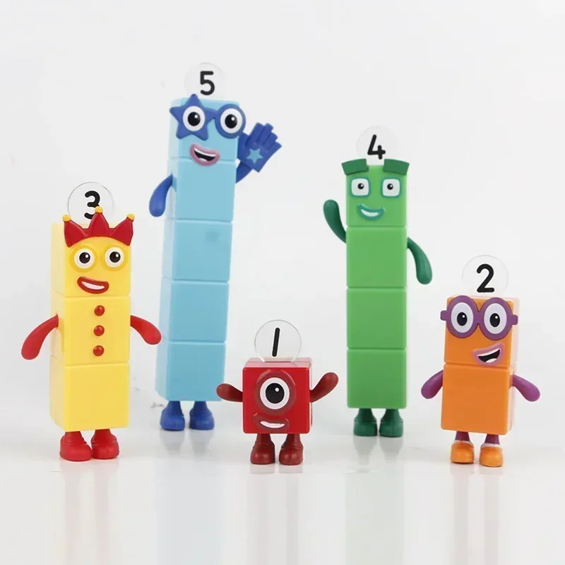 5 pçs conjunto numberblocks figuras modelo de ação pvc estátua modelo coleção decoração do quarto bolo aniversário decoração presente natal brinquedosch