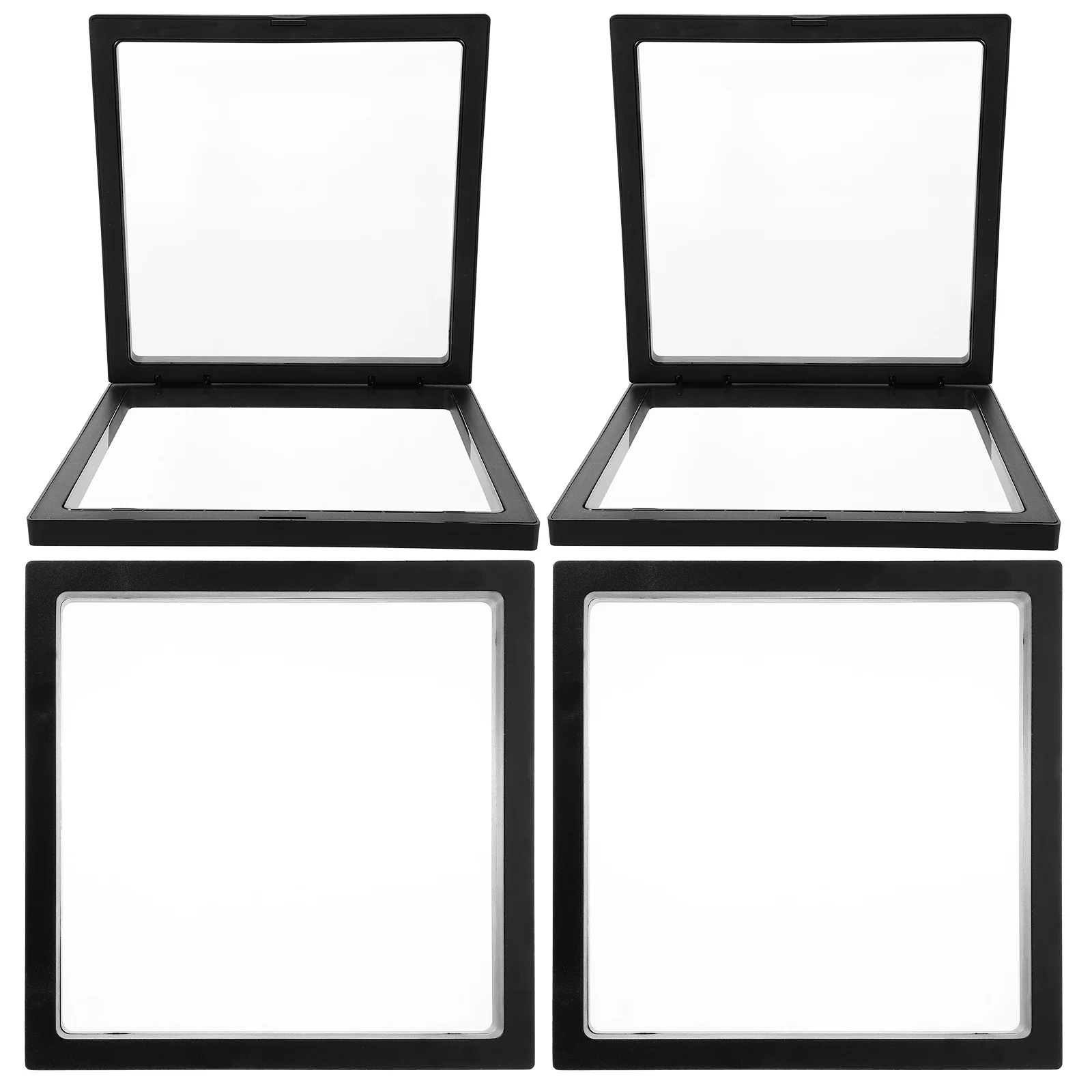 

4Pcs 3D Frame Jewelry Cases Stable Transparent Ring Coin Display Organizer Desktop Storage Box for Accessories