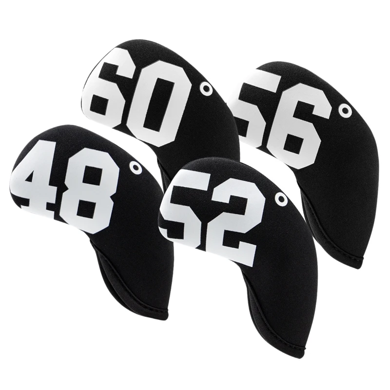 

Hot 4Pcs/Set Waterproof Golf Club Head Covers 48° 52° 56° 60° Angle Iron Cover For Golf Putter Head