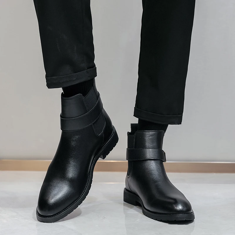 

European and American Fashion Trend Brand Chelsea Boots with Double Hooks for Gentlemen Simple and Fashionable Banquet Men Boots