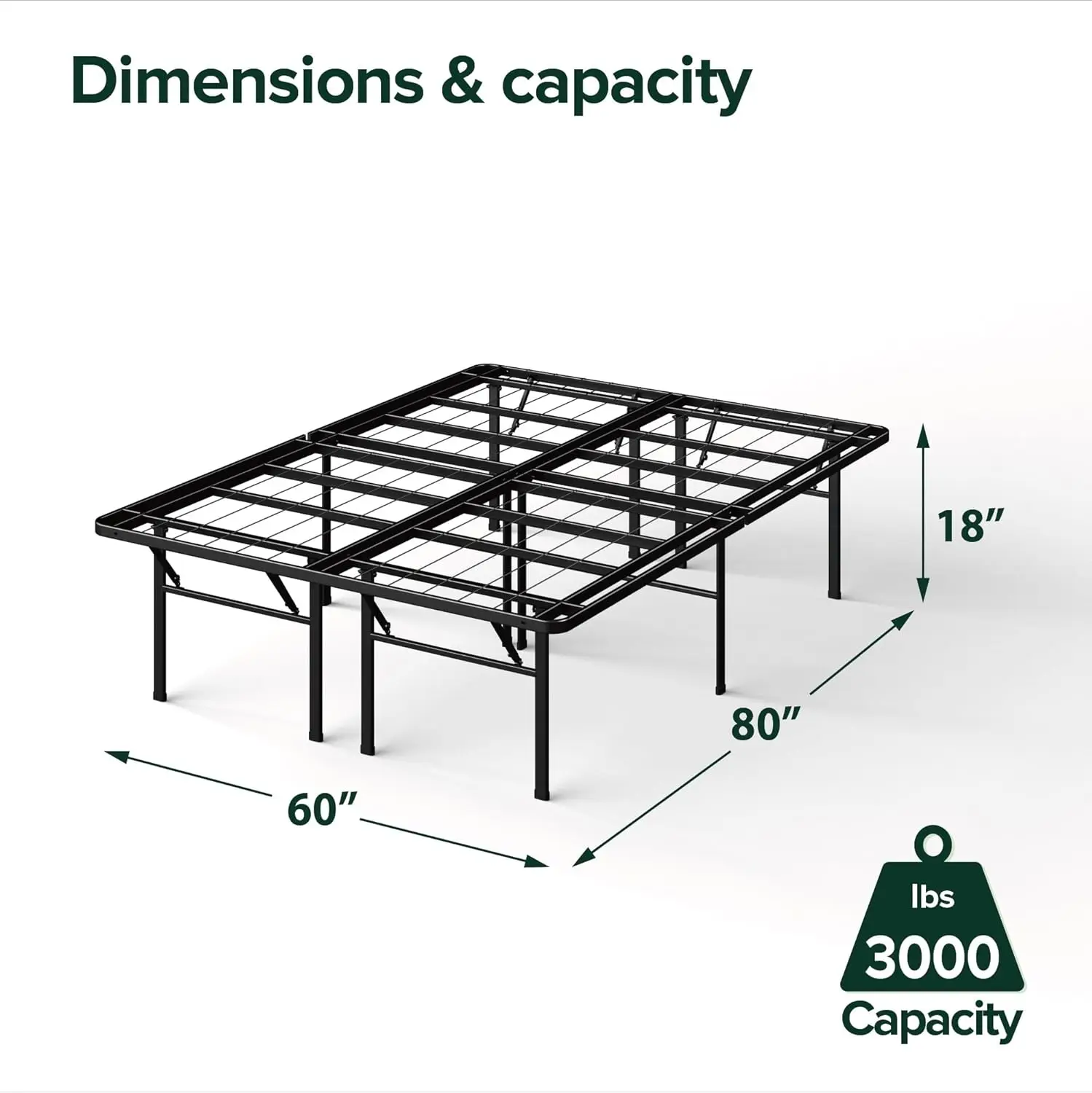 Zinus Smartbase Heavy Duty Mattress Foundation, 18 Inch Metal Platform Bed Frame, No Box Spring Needed, Sturdy Steel Frame,