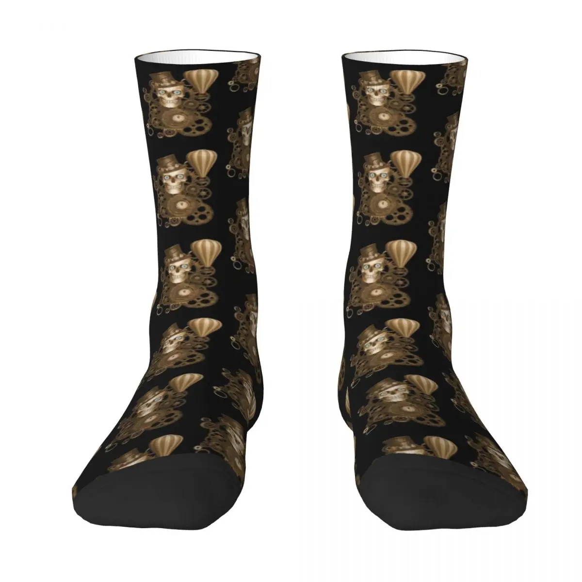 Steampunk Brass Skull Stockings Brass Pocket Watch Design Retro Socks Spring Non Slip Socks Ladies Skateboard High Quality Socks