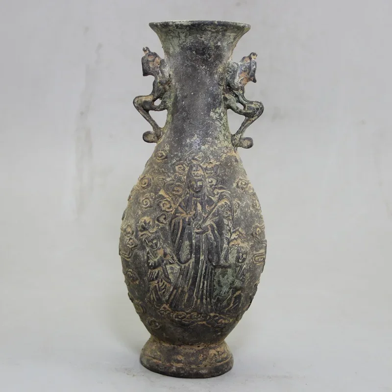 Bronze Collection Vase Carved Guanyin Bodhisattva Decoration Zhenzhai Decoration