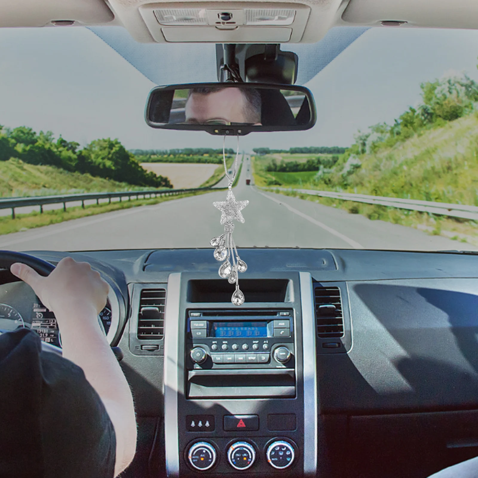 

Подвесные аксессуары для автомобилей в форме звезды, блестящие подвески для зеркала заднего вида со стразами, роскошные украшения для салона автомобиля, подвески для зеркала заднего вида