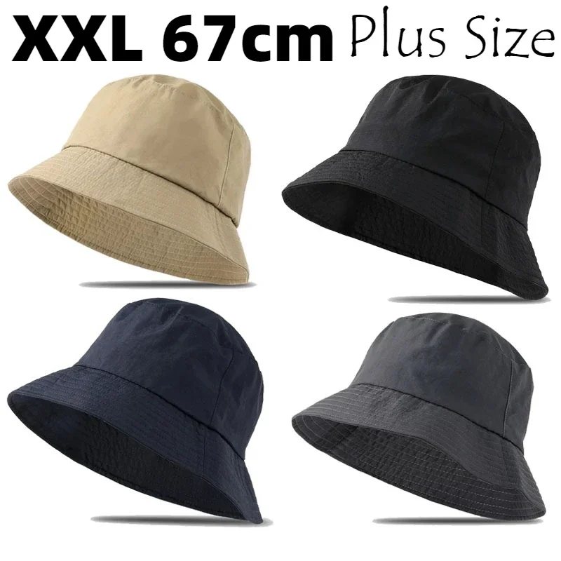 حجم كبير XXL67cm دلو القبعات الرجال النساء التجفيف السريع واقية من الشمس تسلق الجبال كبير رئيس الصيف الأشعة فوق البنفسجية حماية قبعة الشمس بنما #1