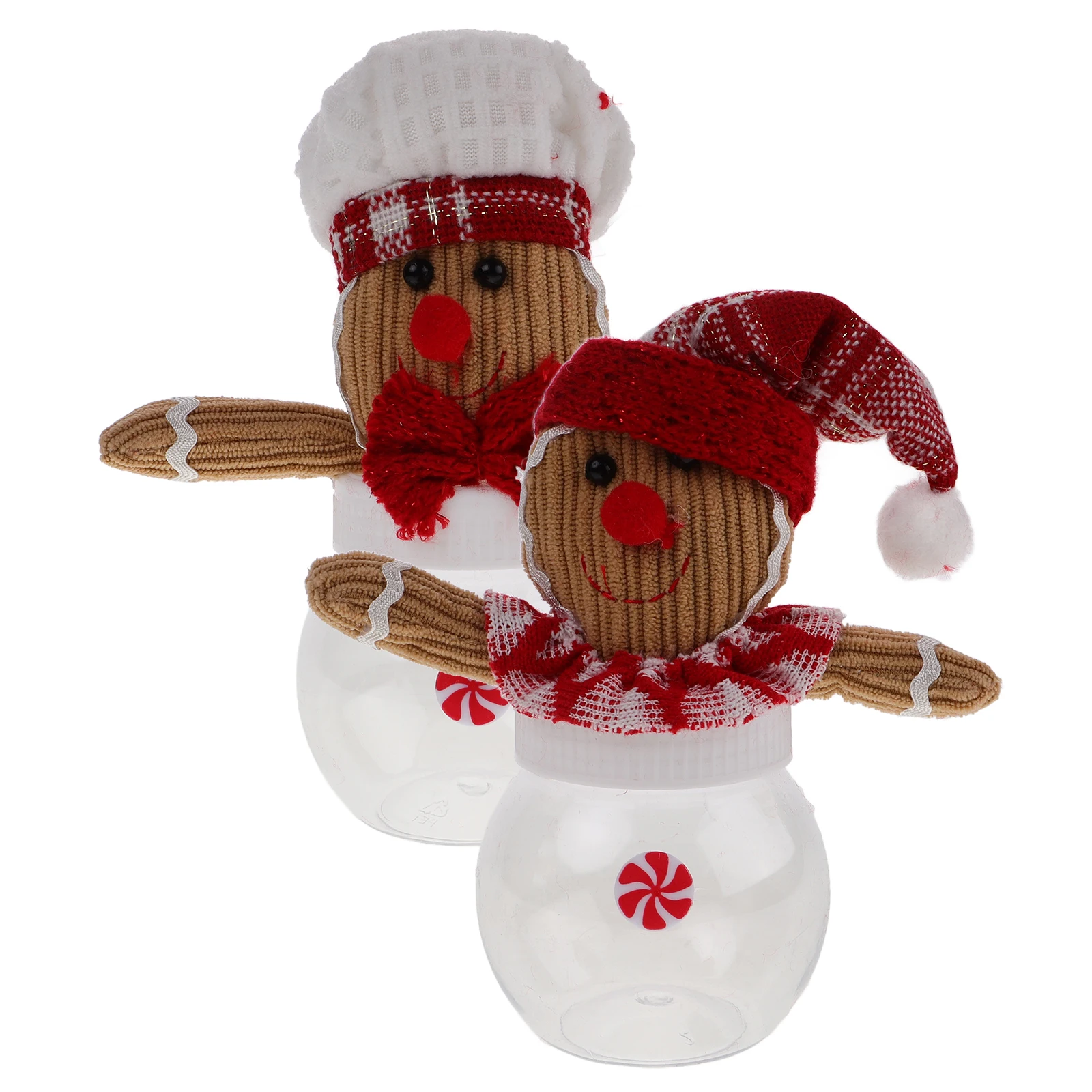 

2Pcs Candy Jar Christmas Gingerbread Man Cloth Plastic Candy Container Party Favor Box Gift Storage Case