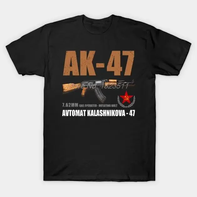 New Men Cotton Tees Streetwear tshirtgraphic t shirts Short Sleeve Avtomat Kalashnikova Russian Riffle T-Shirt Men's T Shirt