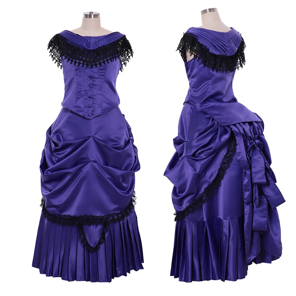 

Victorian Court Costume Gothic Georgian Period Dress Retro Sleeveless Bustle Ball Gown Halloween Masquerade Queen Dresses