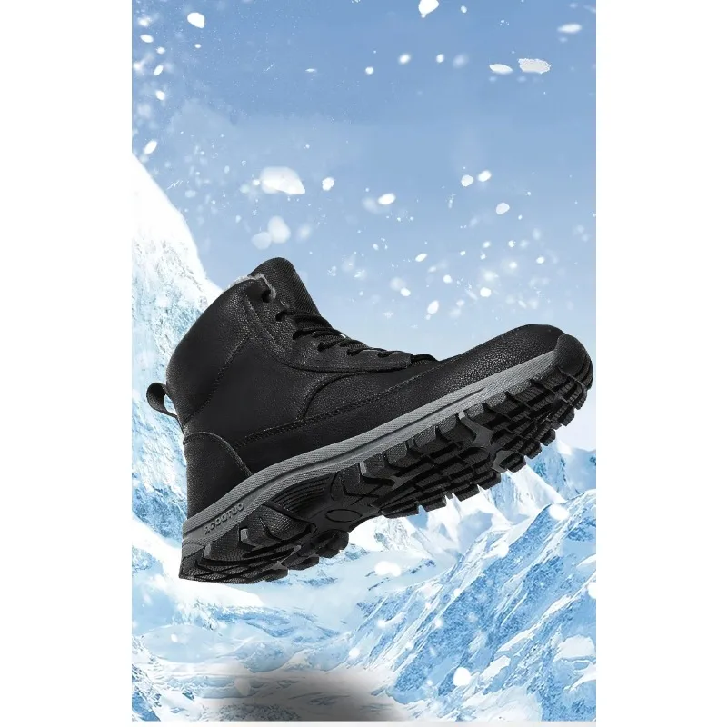 

Men's Outdoor Male Hiking Work Shoes Size 39-48 New Men Winter Snow Boots For Waterproof Leather Sneakers Super Warm