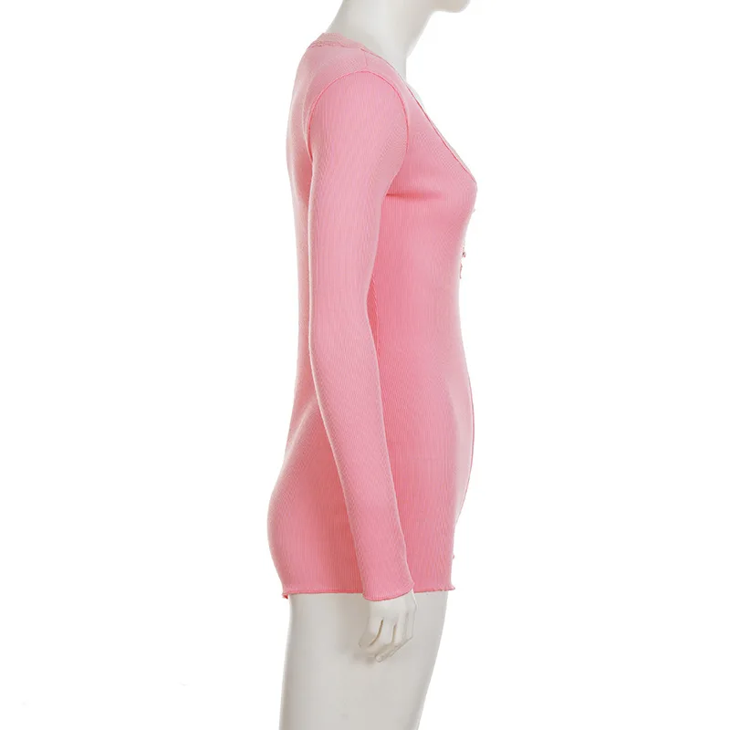 Macacão francês estilo doce renda patchwork com decote em V manga comprida slim fit para mulheres