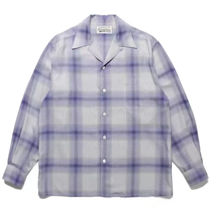 Full range Stripes WACKO MARIA Fashion Shirts Autumn Winter Vintage Cardigan Cuban Neck Mens Shirts Tops