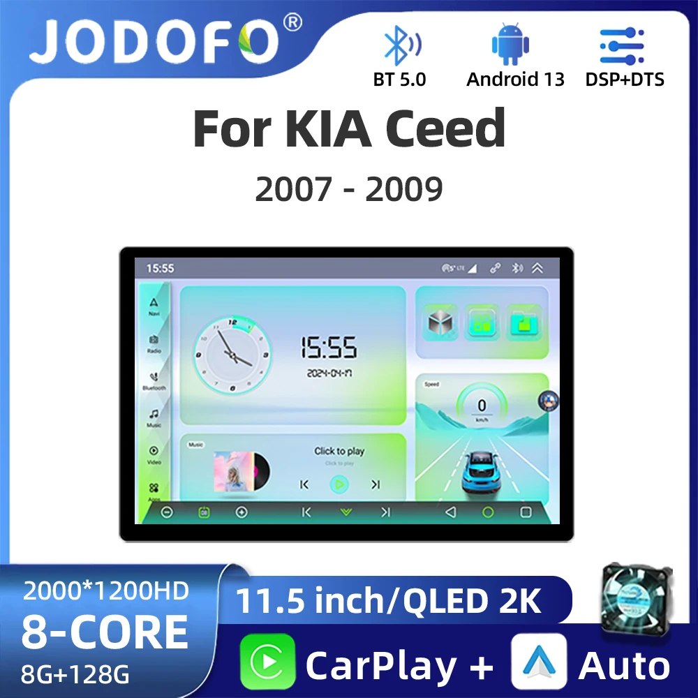 

Jodofo 11.5" 2000*1200P Wireless CarPlay Android 13 Auto Radio for KIA CEED 2007 2008 2009 4G Car Multimedia GPS 2din autoradio