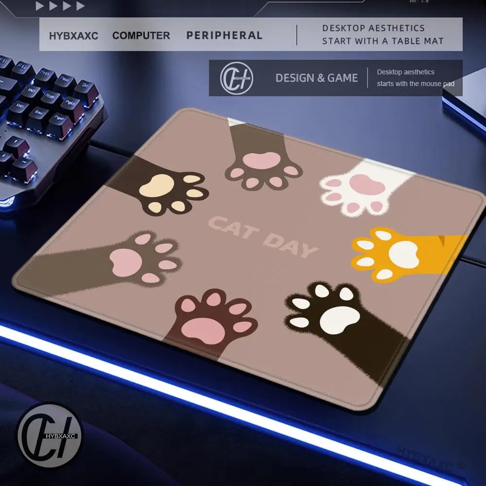 Маленький коврик для мыши 180x220x2 мм, милая кошачья лапа, нескользящая резиновая основа, настольный коврик, офисные игры, мультяшная анимация, черные настольные аксессуары