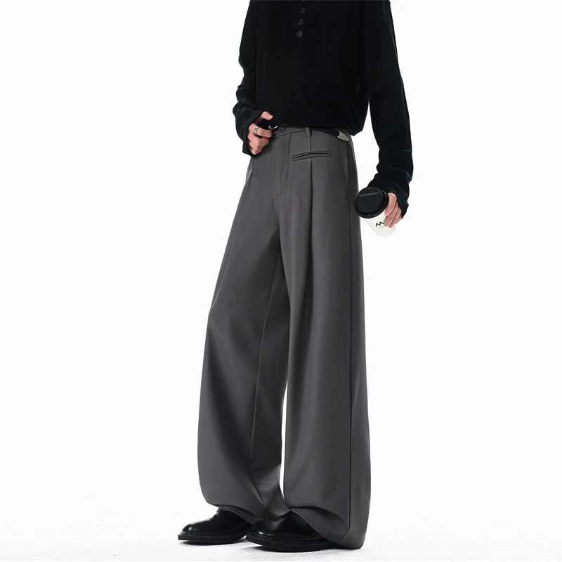 

Black Suit Pants Men Fashion Society Mens Dress Pants Korean Loose Wide Leg Pants Mens Office Formal Trousers Plus Size 5XL