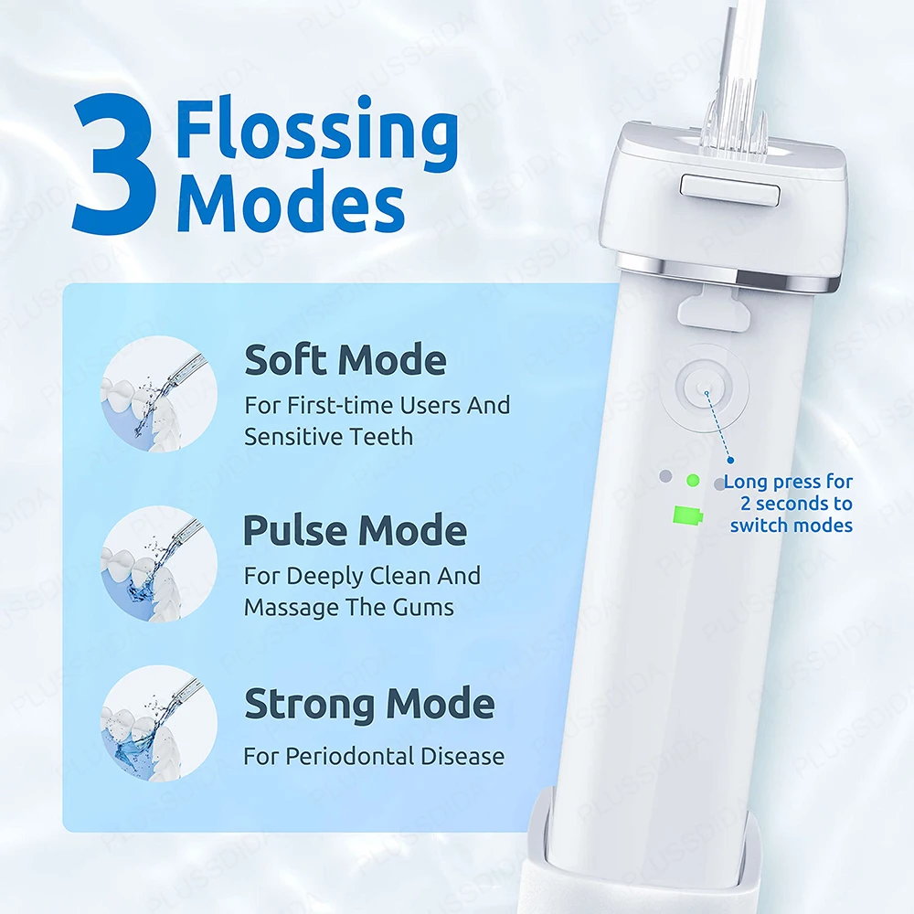 جهاز تنظيف الأسنان بالماء صغير لاسلكي محمول عن طريق الفم الري المياه الأسنان الأنظف اختيار خزان المياه تلسكوبي 3 وضع IPX7 مقاوم للماء السفر