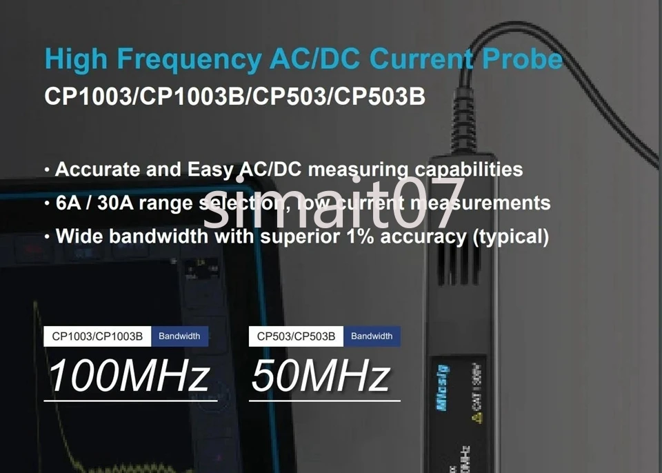 Like-New Micsig CP1003B 100MHz Current Probe – 5A/30A Dual Range, BNC Cable & Case Included, Minimal Use, 99% Condition