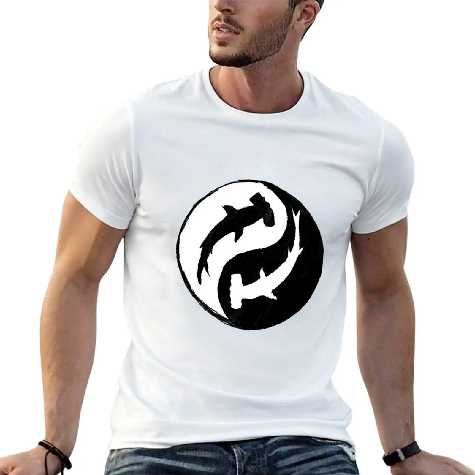 

Hammer Head Shark Yin Yang Taichi Symbol T-Shirt t shirt for man cotton t shirt pack T-Shirt