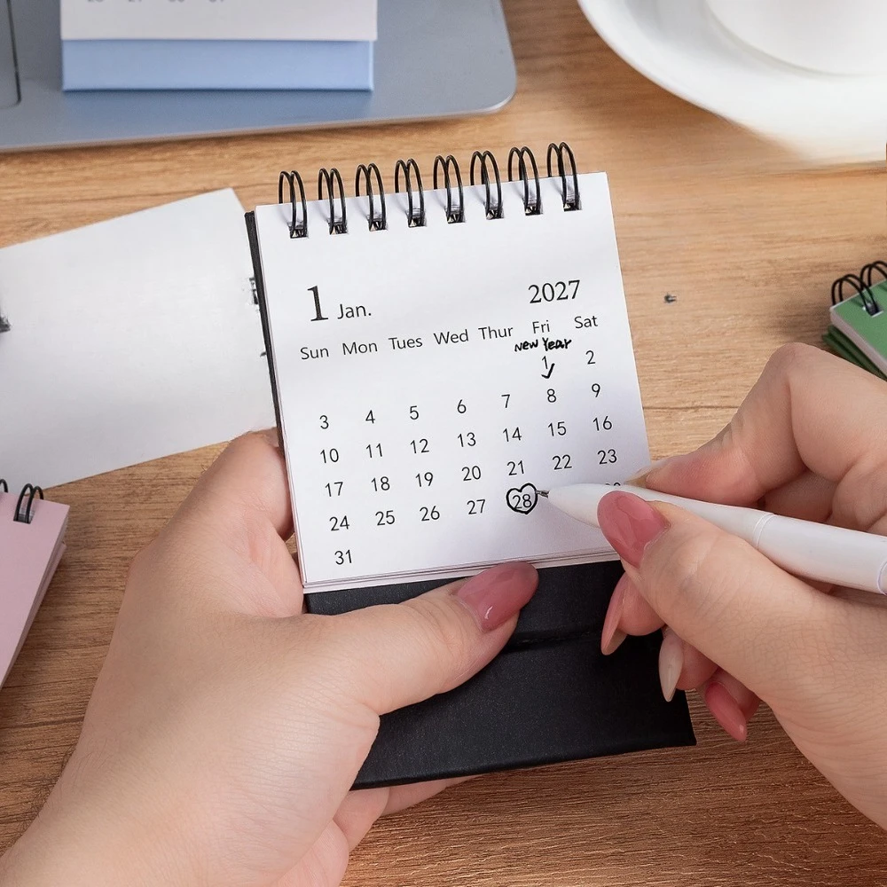 2027 Simple Style English Edition Desk Calendar Desk Calendar Desktop Ornament Portable Calendar