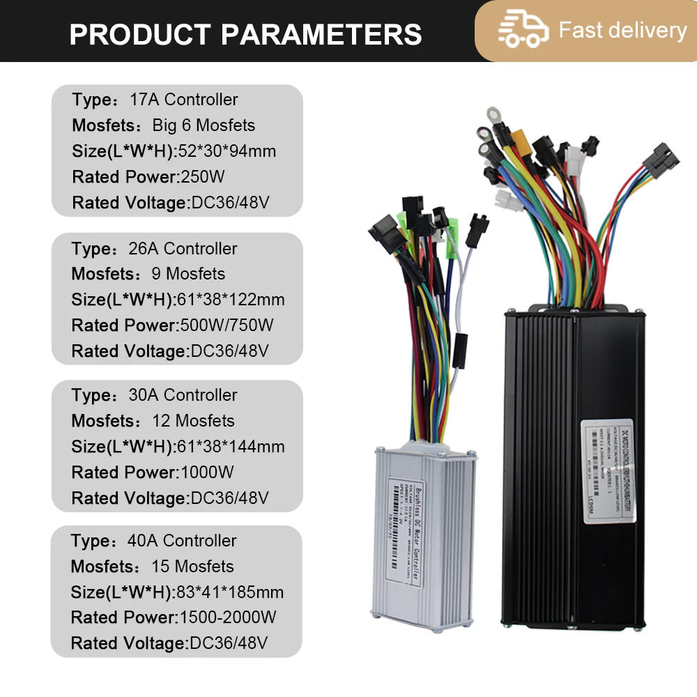 Ebike 3 mode Controller Sine Wave Controlle 17A 26A 30A 40A with Color S-100 Or H-100 Display