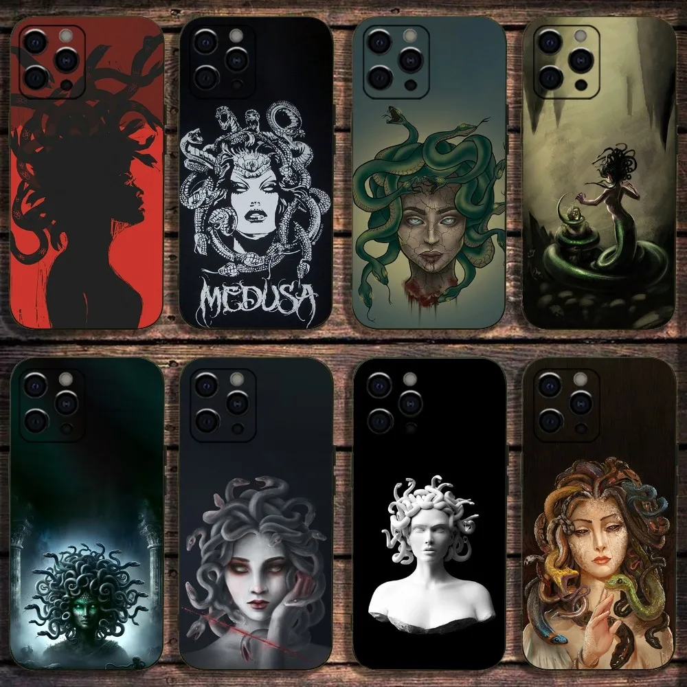 Ancient Greek Mythology Medusa Phone Case For Apple iPhone 15,14,13,12,11,Pro,X,XS,Max,XR,Plus,Mini Soft Black Cover