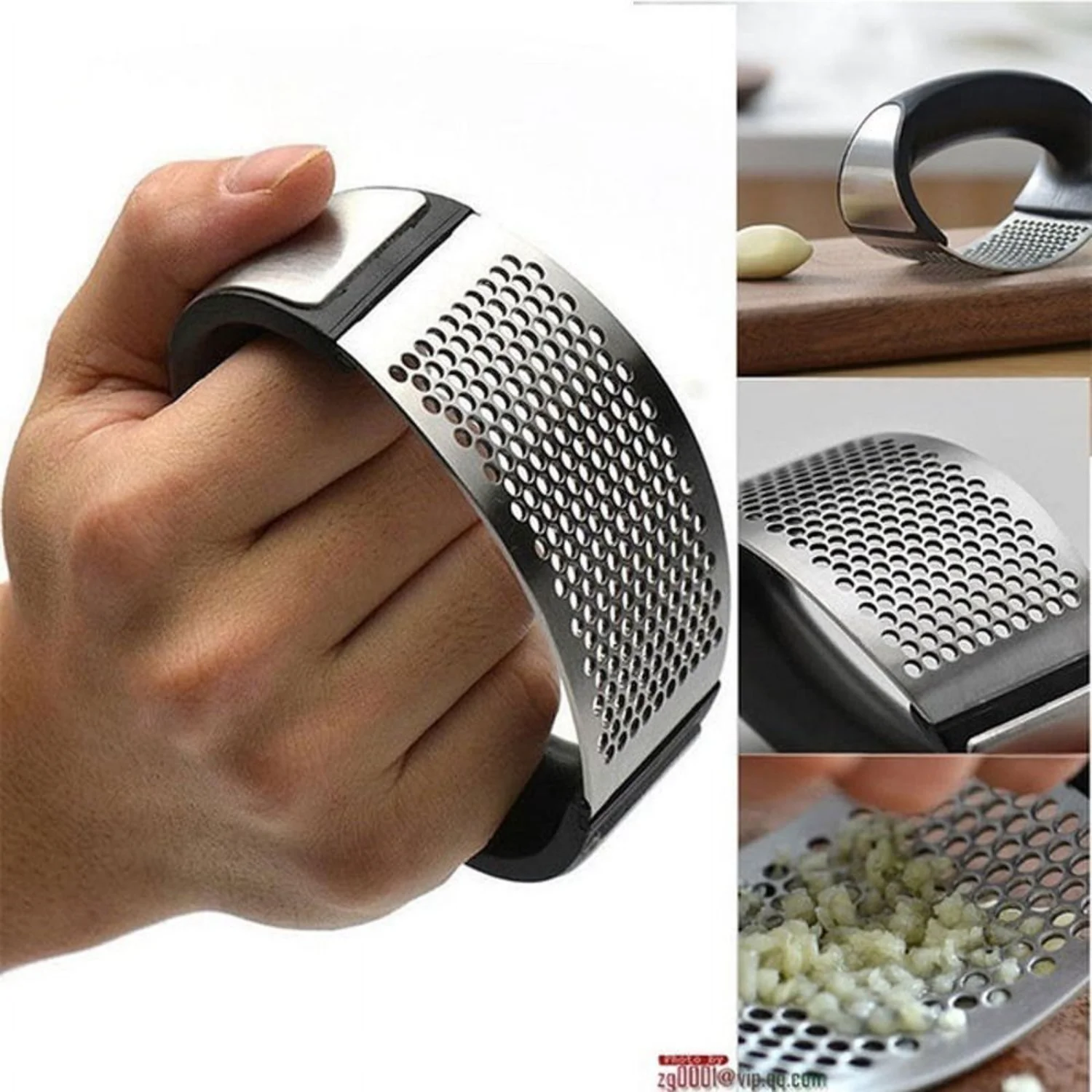 Stainless Steel Curved Garlic Press Crusher Masher - Newce Garlic Chopper Mincer