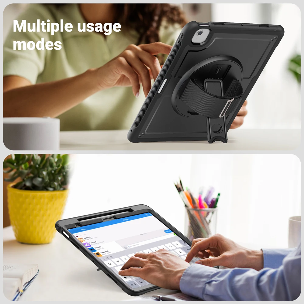 حافظة كمبيوتر لوحي Pro13 Air13 مقاس 13.0 بوصة لجهاز iPad Air 13 Pro 13 2024 2025 حافظة A2926 A2925 غطاء دوار مقاوم للصدمات من البولي يوريثان الحراري