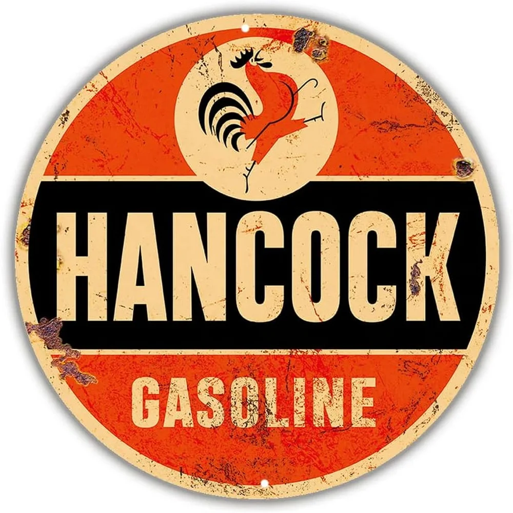 ملصقات قصدير مستديرة عتيقة ، لافتات معدنية ، سونوكو رويال ، سينجال ، محطة وقود هانكوك ، استنساخ زيت المحرك ، ديكور حنين للمسنين #2