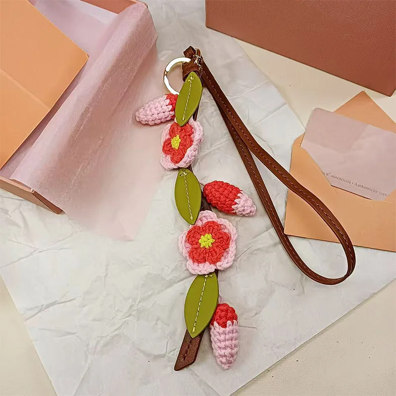 

Hand-woven Lily Of The Valley Flower String Bag Pendant Backpack Lanyard Bag Accessories Cherry Blossom Bags Pendant Flower