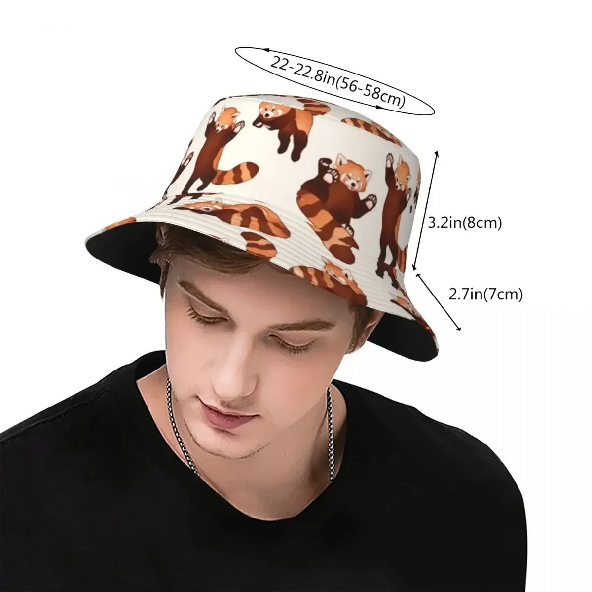 RED PANDA PATTERN Bucket Hat Panama For Kids Bob Hats Outdoor Fashion Fisherman Hats For Summer Fishing Unisex Caps