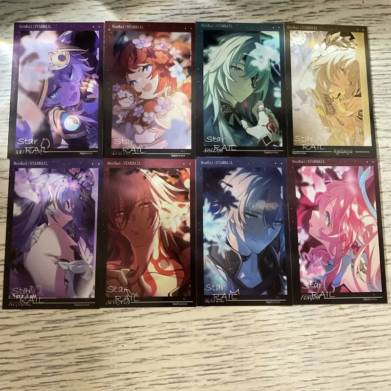 8Pcs/Pack Honkai: Star Rail Merch Fans Collection Character Cards Tribios Castorice Mydei Cipher Anaxa Phainon Aglaea Hyacine