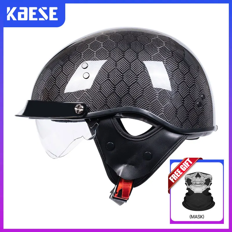 

DOT Certification Retro Motorcycle Helmet Four Seasons Vintage Casco Moto Helmets German Classic Half Face Helmet Carbon Fiber