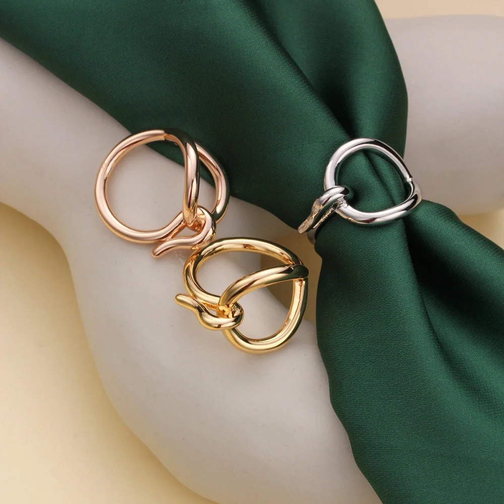 Metal Simple Silk Scarf Buckle Ring Clips Fashion Female Decoration Shawl Brooch Pin Alloy Luxury Shawl Buckle For Women Girls