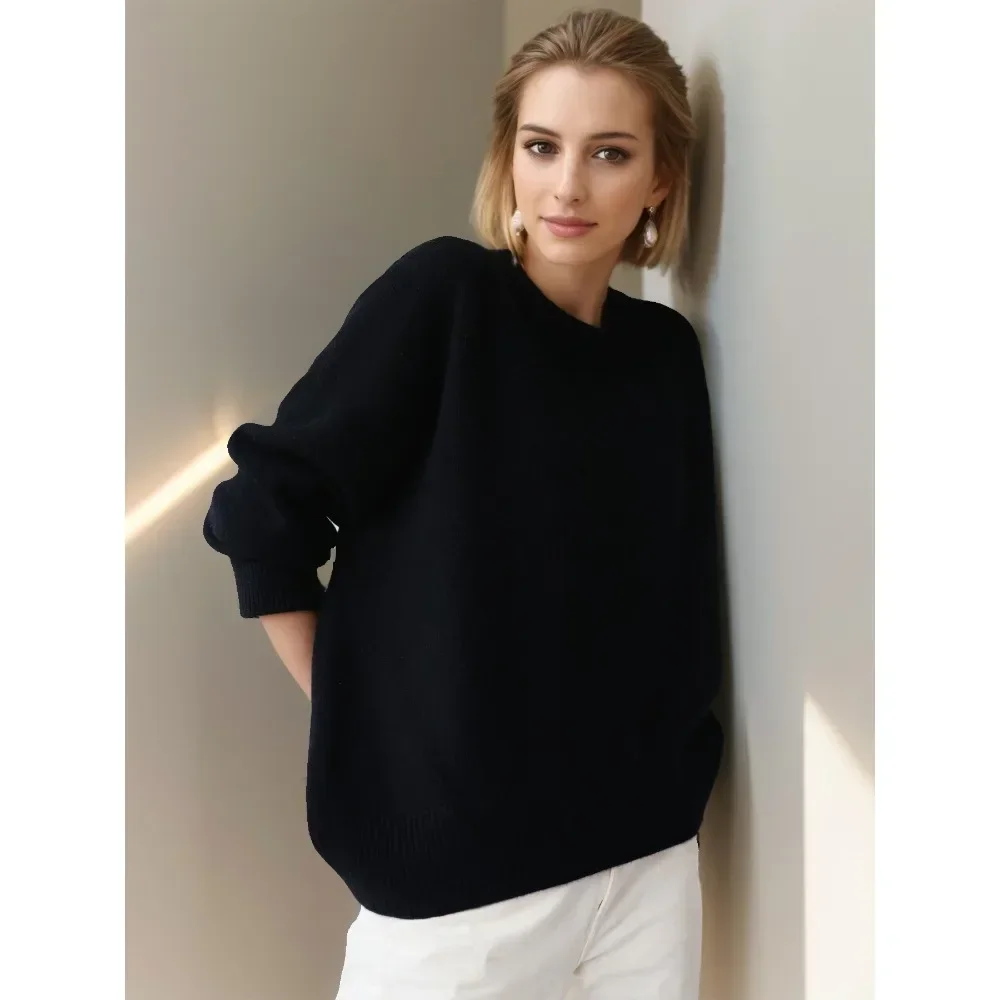 Maglioni oversize azzurri per donna 2024Maglione allentato bianco di tendenza Casual autunno inverno caldo maglione lavorato a maglia spesso