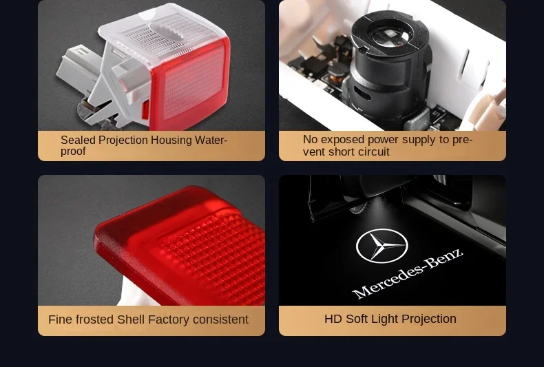 

Car Sticker New Hot 2026 2/4X LED Projector Car Door Lights Signal Puddle Lamps For Mercedes Benz CLA Class C117 CLA180 CLA200 C