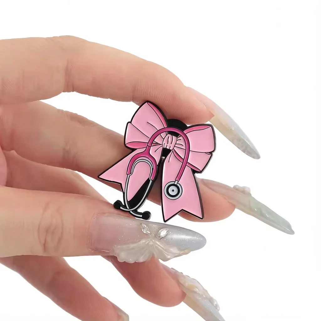 Medical Care Pink Bow Tie Enamel Pins id Kit Pills Capsules Stethoscope Badge Doctor Nurse Fashion Jewelry Gift Brooch