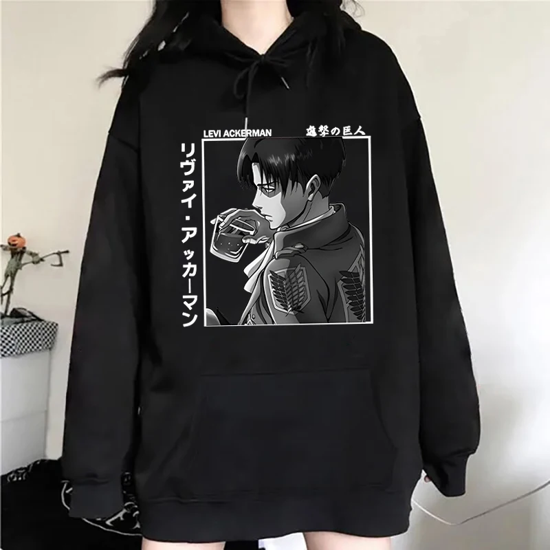 New Fashion Personality Hoodies Levi Ackerman Printing Hooded Pullover Women Men Casual Long Sleeve Sweatshirts Tops