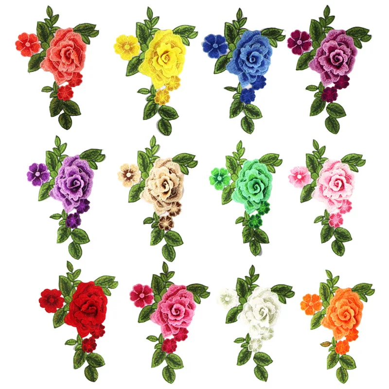 1pcs Sewing on Embroidery Flower Patch Lace Applique Trim Dress Decoration