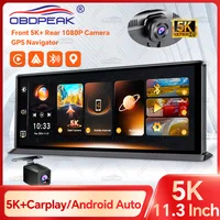 OBDPEAK K8 Pro frente 5K trasero 1080P cámara de salpicadero 11,3 ""pantalla táctil Ai Carplay y Android Auto navegación GPS visión nocturna DVR