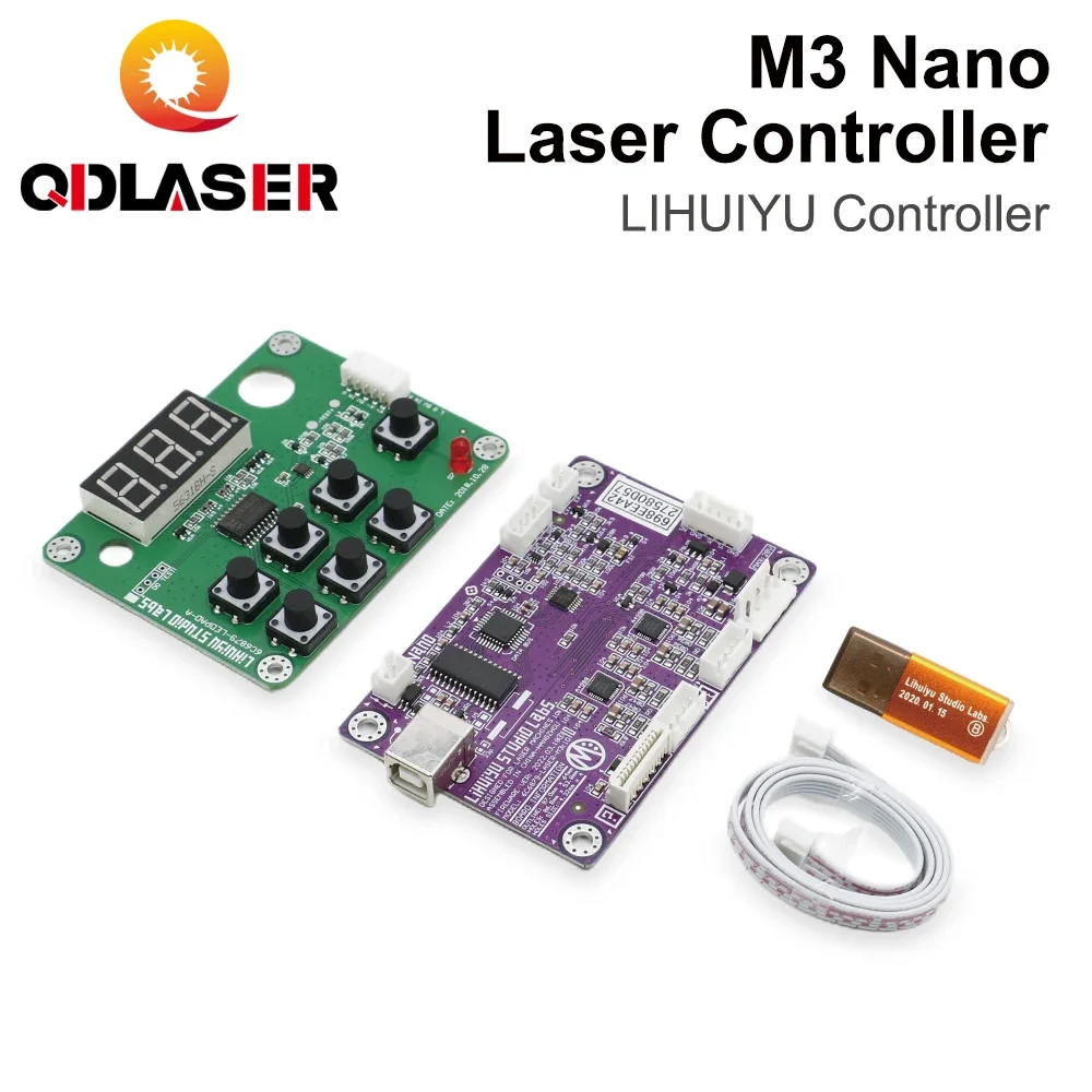 QDLASER LIHUIYU Laser M3 Nano Controller  Motherboard + panel + dongle B system For Engraving machine cutter DIY 3020 3040 K40