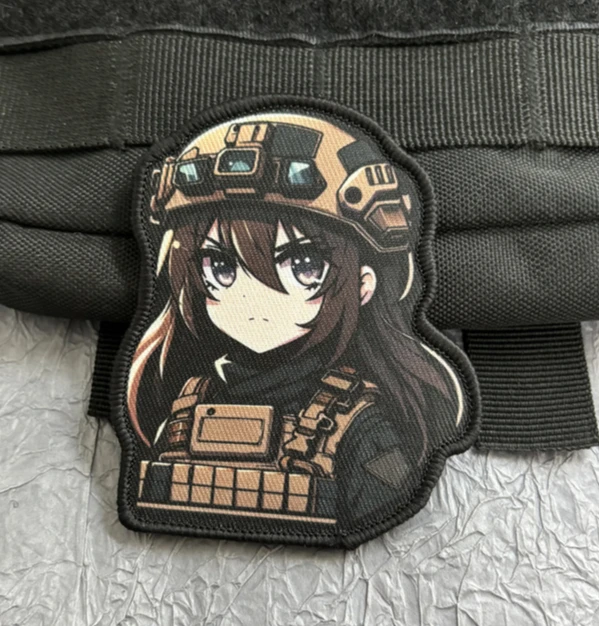 Girl Printed Patch on Clothes Morale Badge Military Tactical Patches Backpack Stickers Hook and Loop Armband Appliques