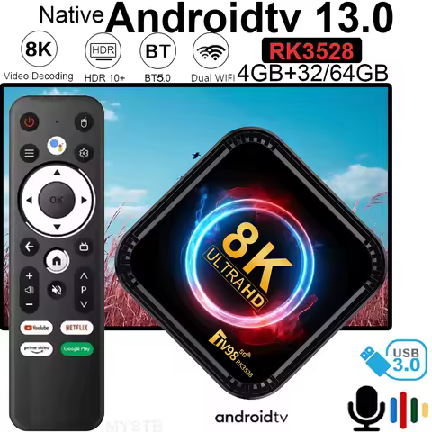 Androidtv Box rk3528 8K 4K hd Native Android 13 usb3.0 wifi 5G Bluetooth5.0 Voice Remote Media Player Smart TV Set Top Box