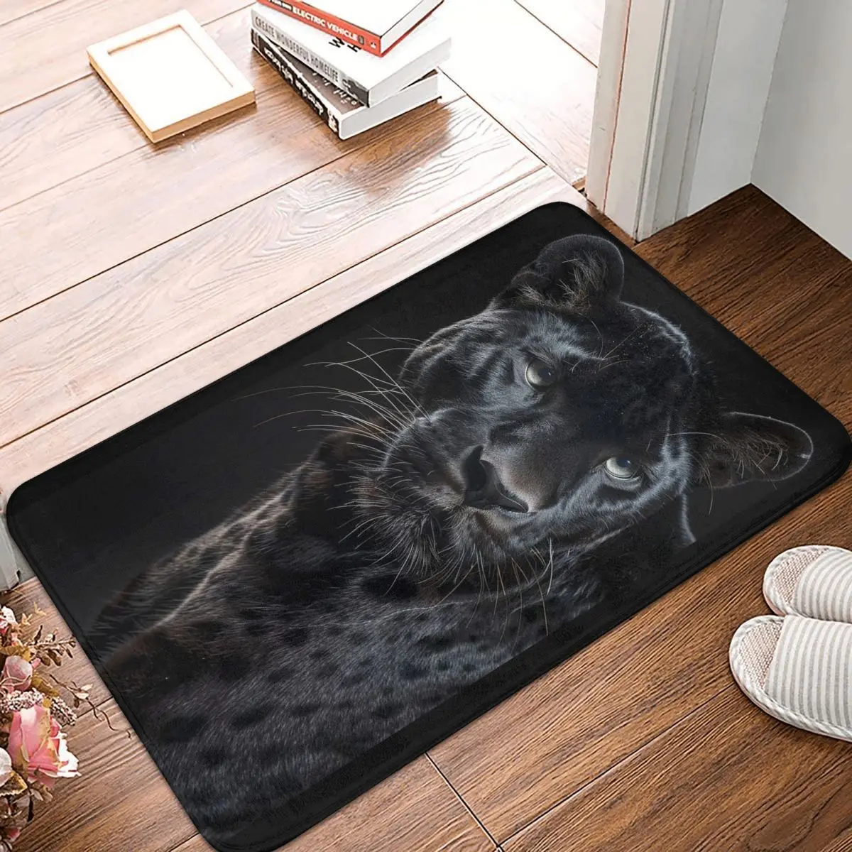 Wild Black Leopard Face Print Doormat Kitchen Entrance Home Floor Mat Non-slip Carpet Rug for Living room Footpad Mats