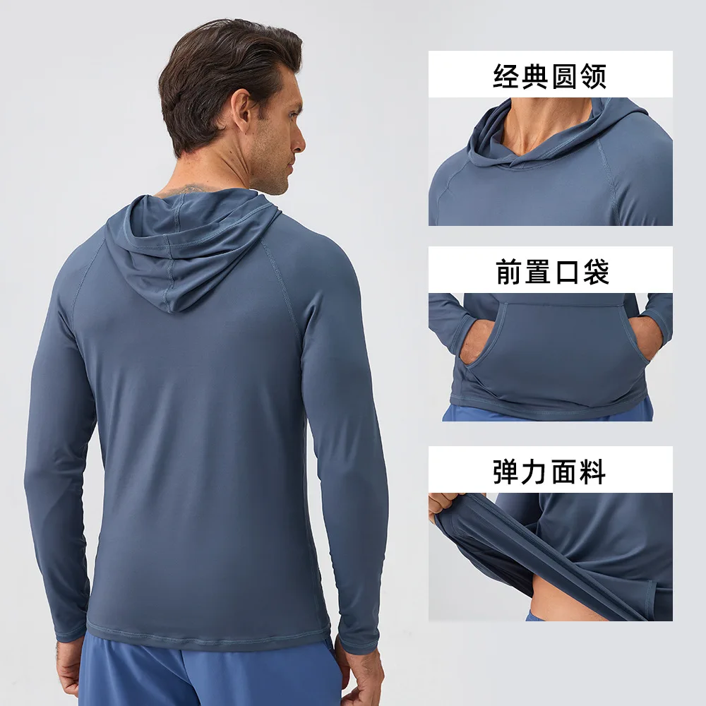 Fanceey الخريف اللياقة البدنية الرجال هوديي تجريب طويلة الأكمام البلوز سريعة الجافة ملابس رياضية الصالة الرياضية الملابس للرجال تشغيل التدريب #4